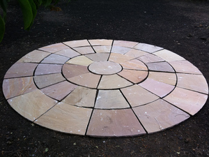 GROCON Camel Dust Sandstone Circle Patio <b>Kit</b> Modern Design Outdoor/Exterior Use Garden Paving Set (1.8m 2.4m 3m) - Product Image 3