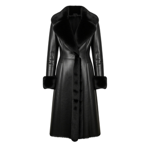 Women's Breathable Long Solid Sheepskin Leather Trench Coat 100% Real Leather - Product Image 1