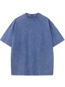 T-shirt Oversize en Coton 100% Lavé à l'Acide, Confortable, Style Urbain, Couleur Unie, Tricoté, Vente en Gros - Product Image 2