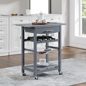 Carrello da Cucina Mobile con Isola, Cassetto e Cesto Portaoggetti Estraibile in Rete - Product Image 6