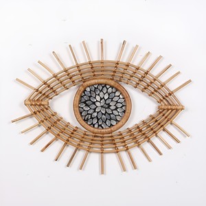 Décorations murales en rotin pour une décoration bohème, avec incrustations de coquillages nacrés en forme d'œil, arts muraux à suspendre. - Product Image 1