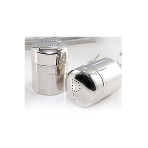 Salière et poivrière en forme de cylindre en tôle d'acier inoxydable avec finition polonaise miroir excellente qualité pour le stockage - Product Image 4