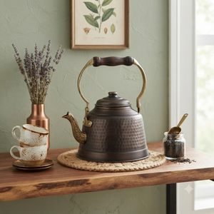 Tetera de Cobre Hecha a Mano Tradicional con Asa Floral Vintage, Tetera de Diseño para Decoración de Cocina y Comedor de Lujo - Product Image 2