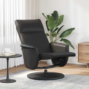 Fauteuil inclinable en similicuir noir avec repose-pieds - Product Image 1