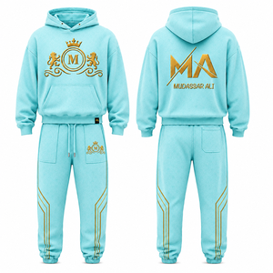 Survêtement pour homme Mudassar, vintage, hiver, vert olive, grande taille, respirant, léger, 4 g/m², 100 % coton, logo imprimé - Product Image 1