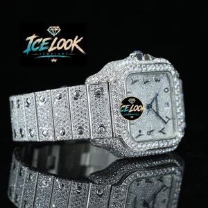 นาฬิกาข้อมือกลไก Ice Look หน้าปัดทรงสี่เหลี่ยม ประดับคริสตัล สายแบบกำไลข้อมือ ตกแต่งด้วยเพชรเทียม เครื่องประดับแฟชั่น - Product Image 2