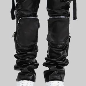 Pantalon en cuir de vachette sur mesure à prix de gros pour hommes – Pantalon décontracté en cuir de vachette véritable pour hommes, le plus vendu - Product Image 3