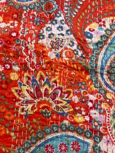 <b>Handmade</b> Vintage Bohemian <b>Quilt</b> Eco-Friendly Printed Cotton Red Floral Paisley Pattern All Season Home Decor - Product Image 3
