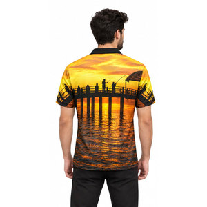 Camisa Polo de Pesca para Hombre con Estampado de Peces y Diseño de Atardecer en Muelle, Secado Rápido, UPF 50, Ropa para Exteriores - Product Image 5