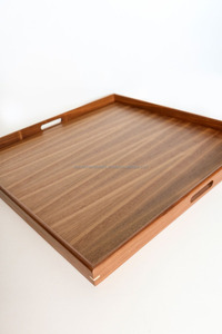 Nuevas bandejas de servir rectangulares de madera de acacia natural maciza de la India - Product Image 2