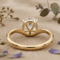 Bague de fiançailles en or 14 carats avec diamant rond de 2 carats, style solitaire, certifiée IGI, pierres latérales pour femmes, bijoux fins