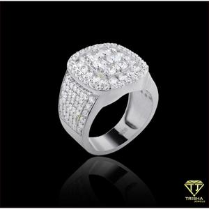 Anillo de Diamante Moissanita Redondo de Varias Capas con Acabado en Oro sobre Plata de Ley 925 para Hombre, Joyería Hip Hop al por Mayor - Product Image 4
