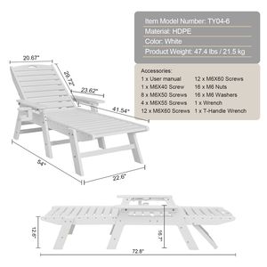 Sdraio Moderna Regolabile a 6 Posizioni in HDPE per Esterni, Capacità di Carico 180 kg - Product Image 3