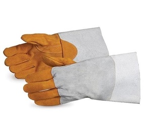 Leather Safety <b>Gloves</b> Orange <b>Knit</b> Wrist Heat Resistant Anti-Heat Full Texture Smooth Surface Waterproof Latex-Free Abrasion 7 oz - Product Image 3