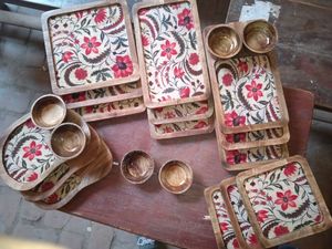 Quality Design Wood Enamel Printed <b>Platter</b> Wooden <b>Platter</b> wooden Tray Enamel Tray Printed <b>Platter</b> at very low factory Price - Product Image 2
