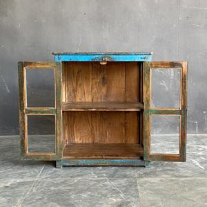 La Mejor Colección de Gabinetes de Almacenamiento Rústicos Hechos a Mano con Puerta de Vidrio y Madera Azul, Arte Antiguo del Himalaya - Product Image 2