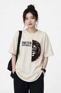 เสื้อยืดผู้หญิงฤดูร้อน สีกรมท่า ผ้าฝ้ายนุ่ม สวมใส่สบาย คอกลม ไหล่ตก แขนสั้น ระบายอากาศได้ดี คุณภาพสูง ปรับแต่งได้ ทรงหลวม - Product Image 1