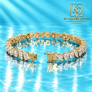 Pulsera de tenis clásica Radiant para mujer, de oro de 14K con diamantes mixtos, claridad E VVS, corte excelente, piedras cultivadas en laboratorio con corte brillante - Product Image 2