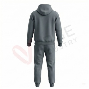 Conjunto Deportivo con Capucha para Hombre, Color Gris, Manga Larga, Color Sólido, Casual, Transpirable, Corte Regular, para Otoño, con Logotipo Frontal - Product Image 2