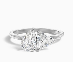 Toi Et Moi <b>Two</b> <b>Stone</b> Moissanite Engagement Wedding Party <b>Ring</b> 925 Sterling Silver White Gold Plated Claw Setting Luxury Dainty - Product Image 1