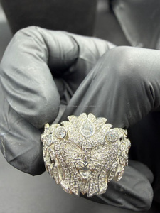 Anillo de Moissanita con Cabeza de León Iced Out, Plata de Ley 925, Engaste Pavé, Joyería de Coctel Hip Hop para Hombre, Ideal para Regalo - Product Image 1