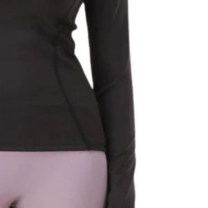 Haut noir à manches longues et col rond pour femme, coupe ajustée, décontracté, basique, pull quotidien, t-shirt extensible, vêtement de mode - Product Image 3