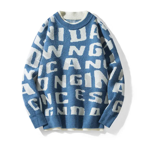 Pull en laine/acrylique tricoté pour homme, uni, à manches longues, coupe classique, respirant, séchage rapide, noir et blanc - Product Image 5