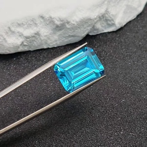 Aigue-marine naturelle rectangulaire facettée taille émeraude, matière brute certifiée GIA, bleu ciel rare classique 50mm, vente en gros C43A - Product Image 2