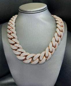 High Demand Moissanite Silver <b>Iced</b> <b>Out</b> Cuban <b>Chain</b> Gold and Silver Finish Fashion Casual Wear Club Jewelry for Gift and Sale - Product Image 1