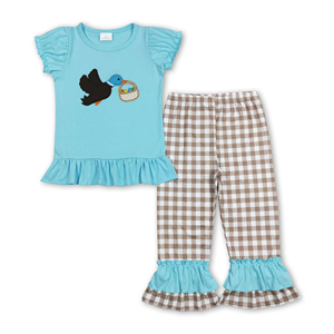 Pantalons à carreaux pour enfants, tenues de Pâques, vêtements pour enfants, vêtements de boutique pour enfants, OEM/ODM/RTS - Product Image 2