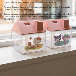 Custom Cartoon Printed House-Shaped Desktop <b>Humidifier</b> with 7-Color Night Light & USB Power - Product Image 5