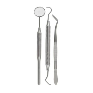 Ensemble d'examen dentaire manuel 3 pièces, sondes, miroir buccal, kit d'outils en acier, certifié CE, haute qualité, poignée ergonomique, classe I - Product Image 1