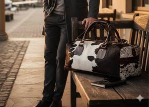 Sac de voyage en cuir véritable style western avec fourrure de vache, marque privée LHDB-0165 - Product Image 4