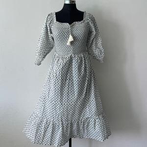 Vestido Midi Vintage para Mujer, 100% Algodón, Estampado a Mano, Cintura Natural, Tejido Transpirable, Sostenible y Atemporal - Product Image 2