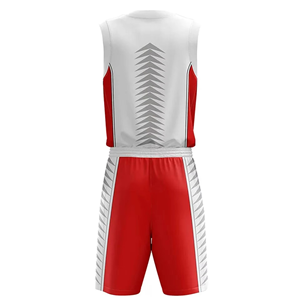 Maillot de basketball personnalisé le plus vendu – Col en V sans manches, impression par sublimation, anti-humidité, rouge et blanc, pour adulte - Product Image 2