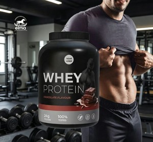 ELMA Plant Extract <b>Protein</b> Powder Chocolate Flavour 24g <b>Protein</b> Per Serving High <b>Protein</b> Nutrition Supplement Plastic Container - Product Image 1