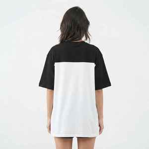 Camiseta Oversize de Mujer con Bloques de Color, Cuello Redondo, Manga Corta, 100% Algodón Jersey, Ajuste Holgado, Top Casual Primavera Verano - Product Image 2