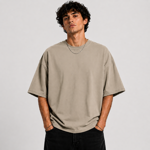 men solid color plain <b>oversized</b> t <b>shirt</b> bright <b>red</b> heavy cotton streetwear drop shoulder loose boxy cut crewneck tee bulk direct - Product Image 6