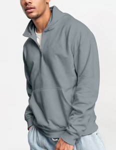 เสื้อสเวตเชิ้ตผู้ชายแบบซิป 1/4  ผ้าเฟรนช์เทอร์รี่เนื้อหนัก 380 GSM คุณภาพสูง ผลิตตามแบบ OEM  ออกแบบโลโก้ตามสั่ง  ขนาดตามสั่ง  ผ้าฝ้าย 100%  ทรงโอเวอร์ไซส์ - Product Image 1