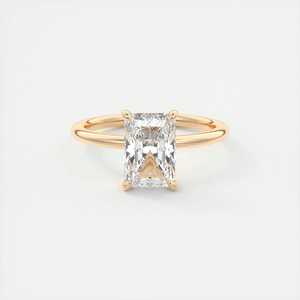 Lab Grown Diamond Emerald Cut Solitaire <b>Ring</b> Minimal Engagement <b>Ring</b> 14K 18K Gold Classic <b>Thin</b> Band Diamond <b>Ring</b> - Product Image 3