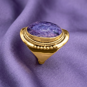 Purple Charoite Gemstone <b>Ring</b> 925 Sterling <b>Silver</b> Handmade Statement <b>Ring</b> Yellow Gold Rose Gold Plated Jewelry for women <b>Men</b> Her - Product Image 5