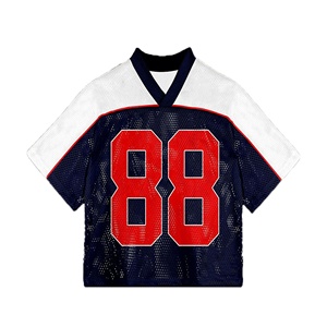 Maillot de football personnalisé en mesh respirant à manches courtes et col en V, vêtements de sport pour équipe avec logo imprimé - Product Image 3