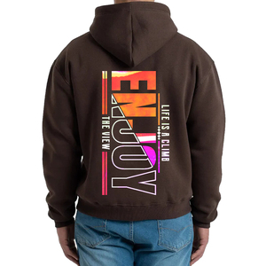Sweat-shirt décontracté pour homme, marron, à capuche et fermeture éclair intégrale, 100% coton, coupe oversize, coupe-vent, Enjoy the View Life Is a Climb - Product Image 4