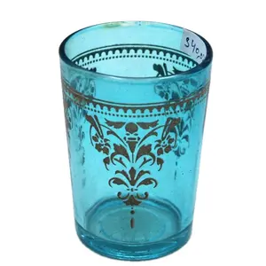 Turquoise Color Handmade Glass Home Decorative Unique Votive Holder Modern Design Empty Candle Jar For Table Top Decoration