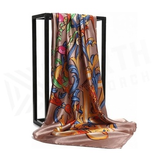 NORTH APPROACH Women's <b>Square</b> <b>Silk</b> <b>Scarf</b> Floral Print Elegant Multi-Functional Fashion Accessory All Seasons - Product Image 3