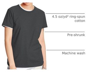 T-shirt pour femme, noir, manches courtes, col rond, coupe classique, couleur unie, style décontracté, 100% coton, tissu jersey respirant - Product Image 2