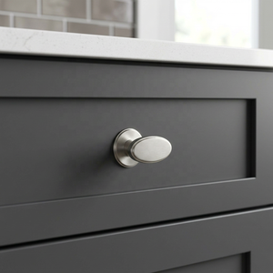 Trending Metal Brass Oval Knob Round Backplate Furniture Hardware Durable Design Satin Nickel Polished Kitchen Dresser Drawer - Product Image 6