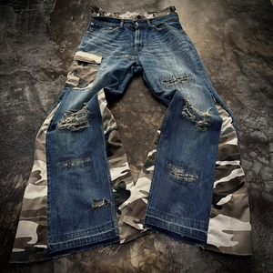 Pantalones Vaqueros de Mezclilla para Hombre, 100% Algodón, Diseño Paisley, Transpirables, Estilo Hip Hop, Personalizables - Product Image 1