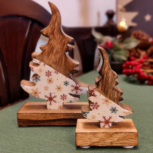 Wooden Christmas <b>Tree</b> Decor Miniature Tabletop Indoor Handicraft Traditional Style No <b>Lights</b> Included - Product Image 2