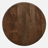 Table basse en bois de manguier massif Holloway, plateau rond avec base en forme de tambour, pour le salon, table basse de canapé